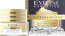 ZŁOTY KREM-ELIKSIR NA TWARZ, SZYJĘ I DEKOLT Eveline Cosmetics LIFESTYLE, Uroda - DIAMONDS & 24k GOLDTM to przełomowy program przeciwzmarszczkowy opracowany w laboratorium Eveline Cosmetics, który łączy skuteczność naturalnych składników aktywnych z najnowszymi osiągnięciami kosmetologii i medycyny estetycznej.