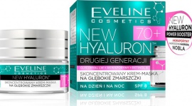 Eveline Cosmetics NEW HYALURON™ Krem-Maska na głębokie zmarszczki LIFESTYLE, Uroda - NEW HYALURON to pionierska terapia aktywująca mechanizmy młodości w głębokich warstwach skóry. Przełomowa technologia TURBO LIFTING AGE DEFENSE™ na bazie DRUGIEJ GENERACJI KWASU HIALURONOWEGO i AKWAPORYN zapewnia bezprecedensową skuteczność w redukcji zmarszczek.