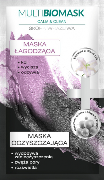 CALM & CLEAN MASKA ŁAGODZĄCA + MASKA OCZYSZCZAJĄCA LIFESTYLE, Uroda - Multi BioMask to specjalistyczne preparaty skoncentrowane na skutecznej, holistycznej pielęgnacji, skomponowane pod kierunkiem profesjonalistów w dopełniające się zestawy odpowiadające na szerokie spektrum potrzeb skóry.